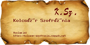 Kolcsár Szofrónia névjegykártya